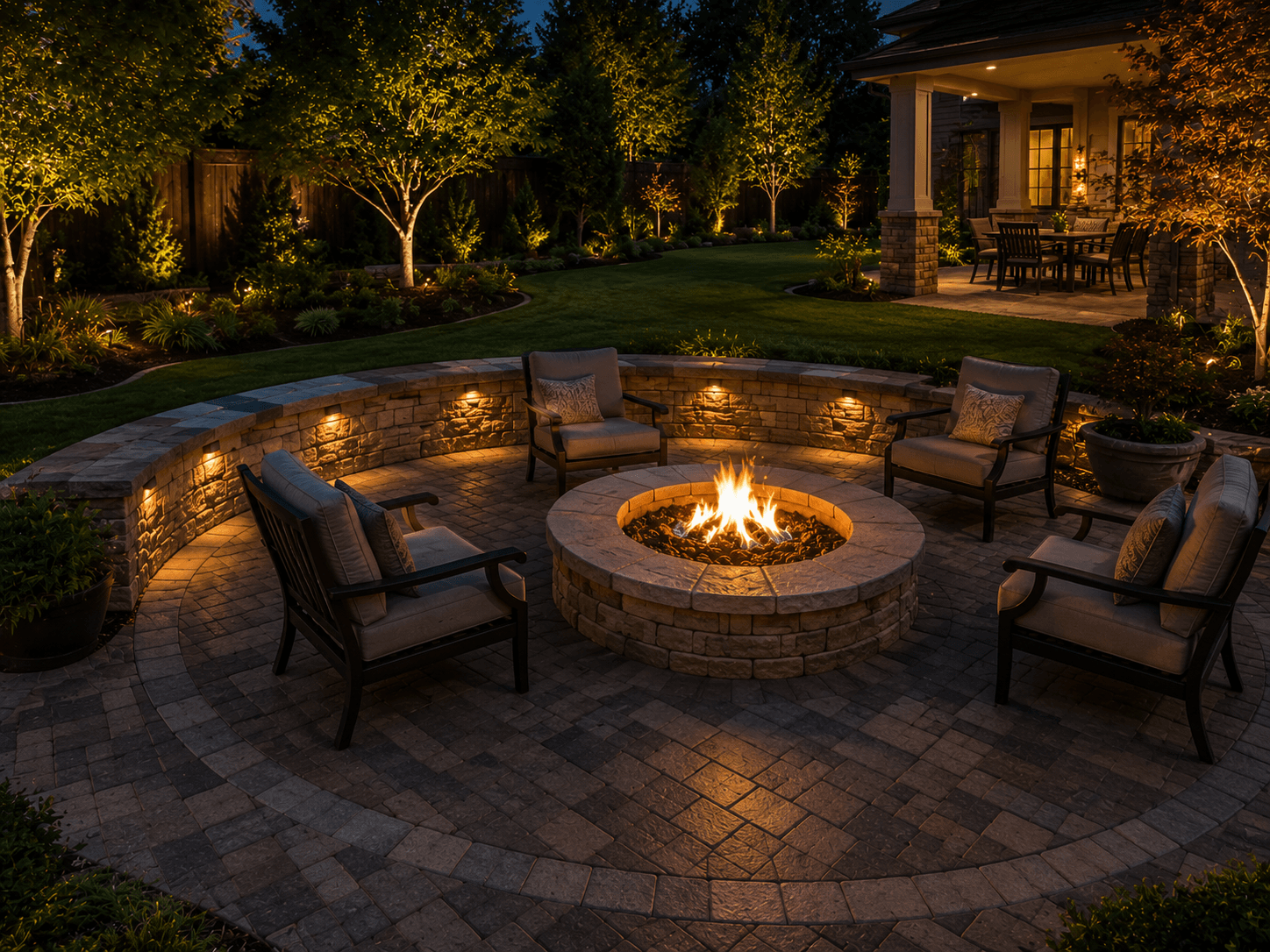 Modern Paver Patio & Fire Pit — Paver Installation project by E-Care Pro Landscaping in Bay Point, CA